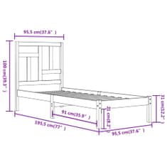 Greatstore Rám postele medově hnědý masivní borovice 90 x 190 cm Single