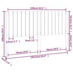 Vidaxl Čelo postele černé 165,5 x 4 x 100 cm masivní borovice