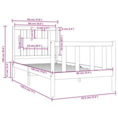 Greatstore Rám postele šedý masivní dřevo 90 x 190 cm Single