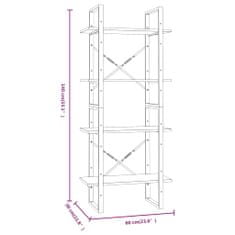 Petromila 4patrová knihovna hnědý dub 60 x 30 x 140 cm kompozitní dřevo