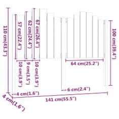 Vidaxl Čelo postele 141 x 4 x 110 cm masivní borovice