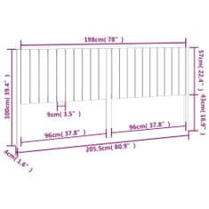 Greatstore Čelo postele šedé 205,5 x 4 x 100 cm masivní borovice