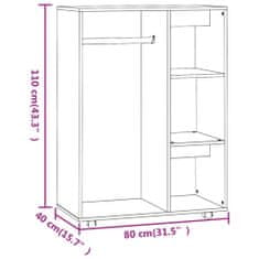 Vidaxl Šatní skříň kouřový dub 80 x 40 x 110 cm kompozitní dřevo