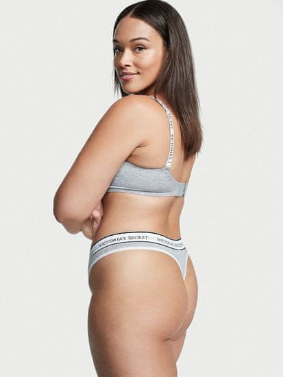 Victoria Secret Victoria' ecret dámká šedé tanga Logo Cotton