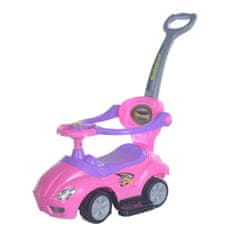 Baby Mix Dětské odrážedlo s vodící tyčí 3v1 Mega Car růžové