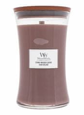 Woodwick 610g stone washed suede, vonná svíčka