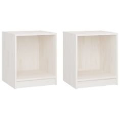 Greatstore Noční stolky 2 ks bílé 35,5x33,5x41,5 cm masivní borové dřevo