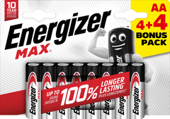 Energizer MAX BATERIE TUŽKOVÁ 1,5V AA 4 + 4 ks zdarma