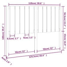 Vidaxl Čelo postele černé 125,5 x 4 x 100 cm masivní borovice