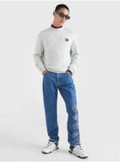 Tommy Jeans Světle šedý pánský žíhaný svetr Tommy Jeans M
