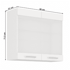 KONDELA Horní skříňka, bílá, SPLIT 80 GS-72 2F