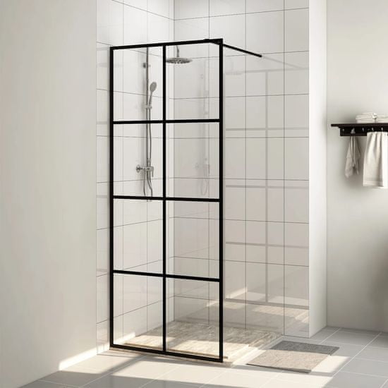 Greatstore Zástěna do průchozí sprchy čiré ESG sklo 80 x 195 cm černá