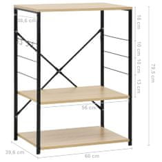 Petromila Skříňka na mikrovlnku černá a dub 60 x 39,6 x 79,5 cm kompozit