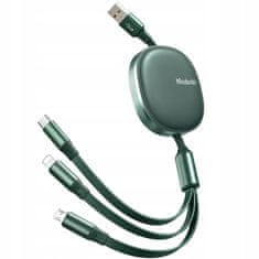 Mcdodo MCDODO ZATAHOVACÍ TELEFONNÍ KABEL PRO IPHONE/ MICRO USB/ USB-C 3V1 66W CA-1201