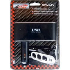 4Car Roztrojka zapalovače s USB pevná 12V/24V