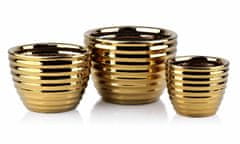 Mondex NEVA GOLD Sada 3 květináčů 28,5x28,5x20/21,5x21,5x16,5/17x17x14,5cm