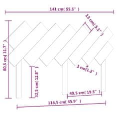 Vidaxl Čelo postele medově hnědé 141 x 3 x 80,5 cm masivní borovice