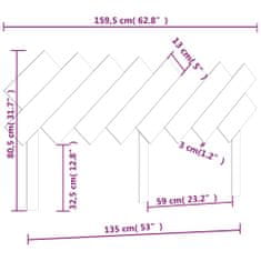 Greatstore Čelo postele bílé 159,5 x 3 x 80,5 cm masivní borovice