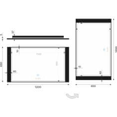 NIMCO Černé zrcadlo do koupelny 120x65 s osvětlením, černým rámem, dotykový senzor NIMCO ZPC 41006V-90