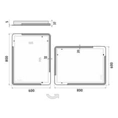 NIMCO Zrcadlo do koupelny 60x80 s osvětlením v rozích NIMCO ZP 15002