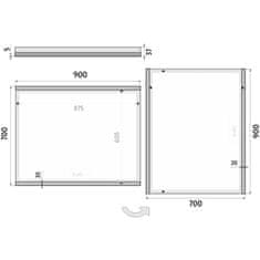 NIMCO Zrcadlo do koupelny 90x70 s osvětlením nahoře a dole NIMCO ZP 12019
