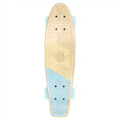 Spokey WOO-FISH Dřevěný pennyboard 56 x 15 cm, ABEC7, světle modrý