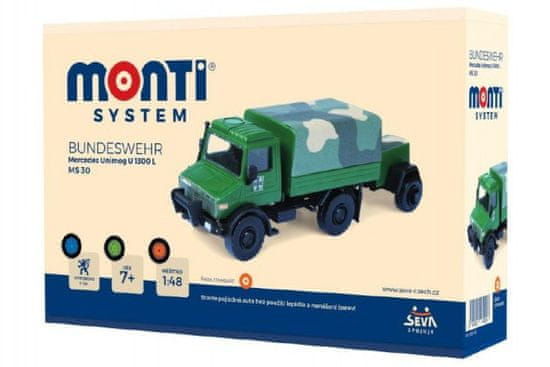 Seva Stavebnice Monti System MS 30 Bundeswehr Mercedes Unimog 1:48 v krabici 22x15x6cm