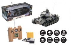 InnoVibe Tank RC plast 33cm T-34/85 na baterie+dobíjecí pack 27MHz se zvukem a světlem v krabici 40x15x19cm
