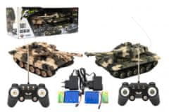 Teddies Tank RC 2ks 25cm tanková bitva+dob. pack 27MHZ a 40MHz maskáč se zvukem se světlem v kr.