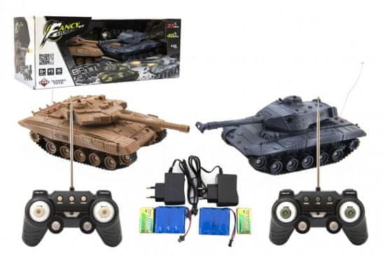 Teddies  Tank RC 2ks 25cm tanková bitva+dobíjecí pack 27MHZ a 40MHz se zvukem se světlem