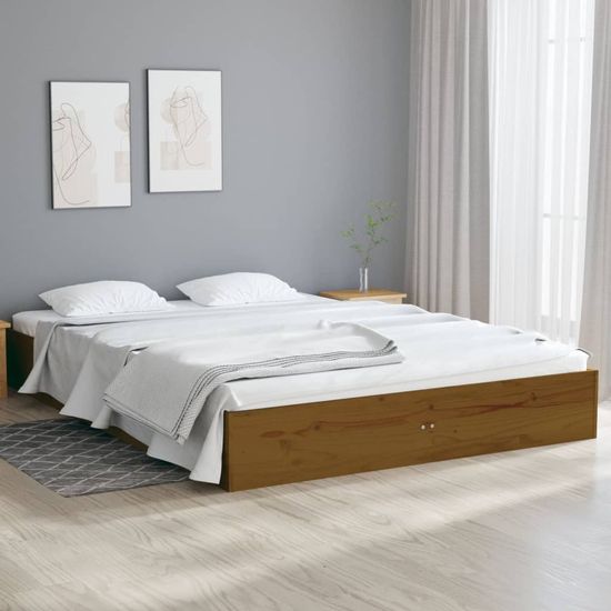 shumee Rám postele medově hnědý masivní dřevo 135 x 190 cm Double