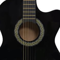 Greatstore Folková akustická kytara s výřezem ekvalizér a 6 strun černá
