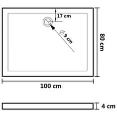 Greatstore Obdélníková sprchová vanička ABS 80 x 100 cm