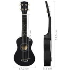 Vidaxl Set soprano ukulele s obalem pro děti černé 21"