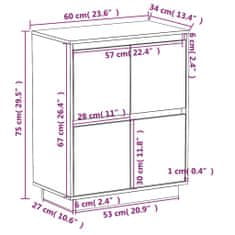 Greatstore Příborník bílý 60 x 34 x 75 cm masivní borové dřevo