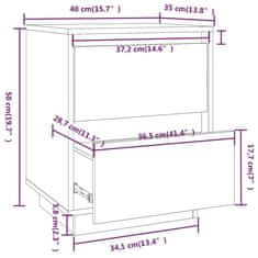 Greatstore Noční stolek medově hnědý 40 x 35 x 50 cm masivní borové dřevo