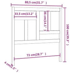 Vidaxl Čelo postele černé 80,5 x 4 x 100 cm masivní borovice