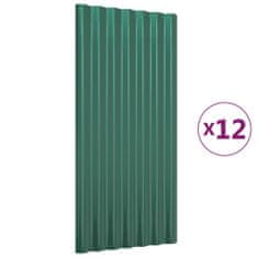 Vidaxl Střešní panely 12 ks práškově lakovaná ocel zelené 80 x 36 cm