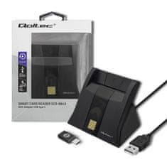 Qoltec Čtečka karet Smart ID SCR-0643 | USB 2.0 + adaptér USB typu C