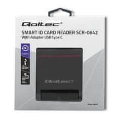 Qoltec Čtečka karet Smart ID SCR-0642 | USB 2.0 + adaptér USB typu C