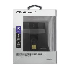 Qoltec Čtečka karet Smart ID SCR-0643 | USB 2.0 + adaptér USB typu C