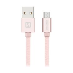 SWISSTEN Swissten Datový Kabel Textile Usb / Micro Usb 1,2 M Růžovo/Zlatý