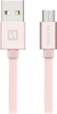 SWISSTEN Swissten Datový Kabel Textile Usb / Micro Usb 0,2 M Růžovo/Zlatý