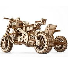 UGEARS 3D mechanický model - Motorka s vozíkem Scrambler UGR-10