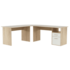 BPS-koupelny Rohový PC stůl, dub sonoma / bílá, Maurus NEW MA11