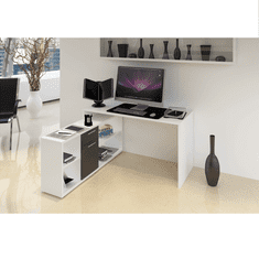 KONDELA PC stůl, bílá / černá, NOE NEW
