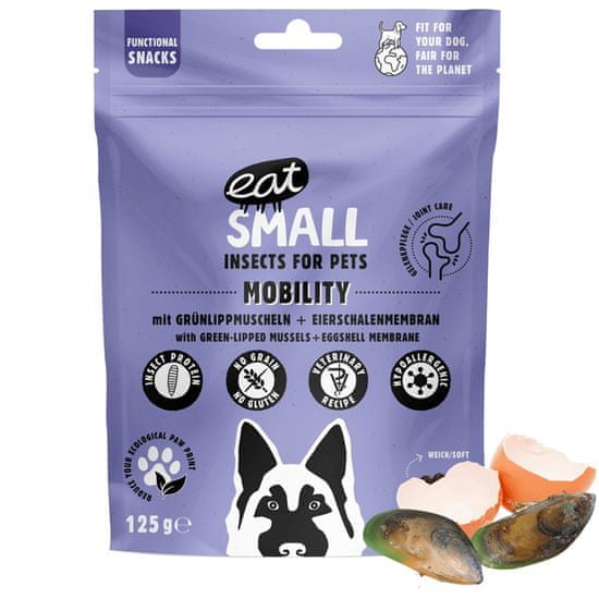 Eat Small Hmyzí pamlsky Mobility, slávky a konopí, 125 g