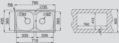 CASARREDO Nerezový dřez E-78 vestavný