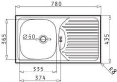 CASARREDO Nerezový dřez ET-78 FLAT vestavný