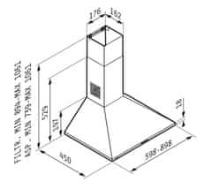 CASARREDO Odsávač par SQUARE LUX CHIMNEY 90 inox